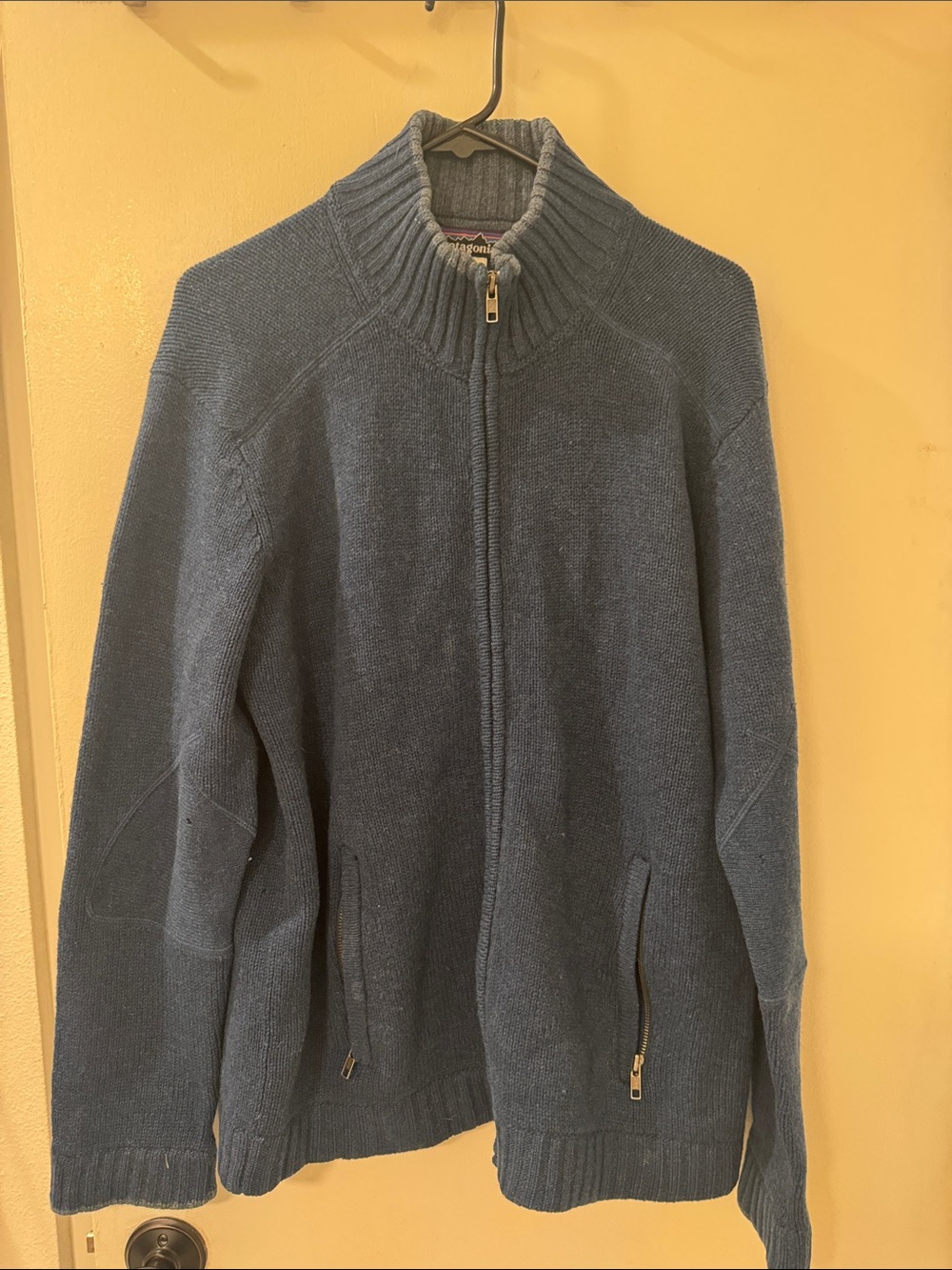 Patagonia Men's Zip-Up Lambswool Sweater - Slate Blue
